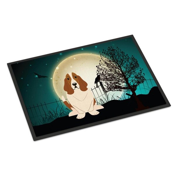 Jensendistributionservices Halloween Scary Basset Hound Indoor or Outdoor Mat, 24 x 0.25 x 36 in. - MI2549588