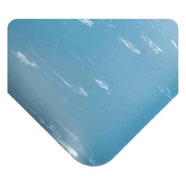 Wearwell Antifatigue Mat, 12 ft. L x 2 ft. W, 1/2" Thickness, Marble, Blue - 420.12X2X12AMBL