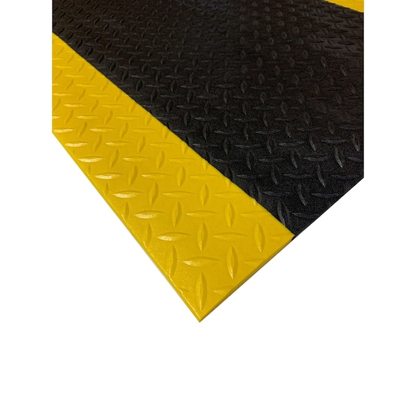 Crown Matting Technologies Antifatigue Mat, 6' L x 4' W, 3/8" Thickness, PVC Foam, Black/Yellow - SE 3846YD