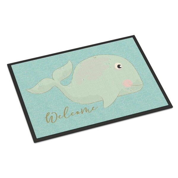 Carolines Treasures Whale Welcome Indoor Or Outdoor Mat - 24 x 36 in. - BB8533JMAT