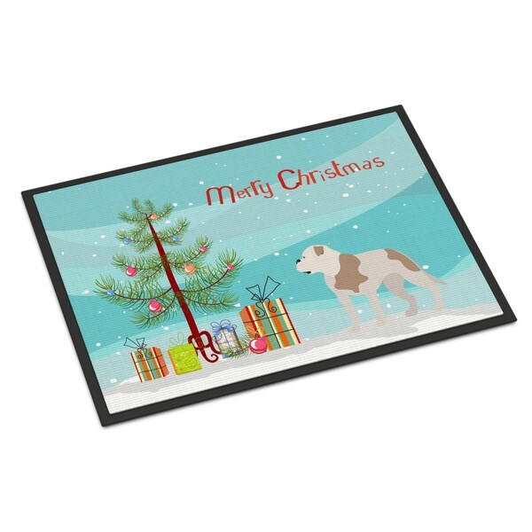 Carolines Treasures American Bulldog Christmas Indoor or Outdoor Mat - 18 x 27 in. - BB8510MAT