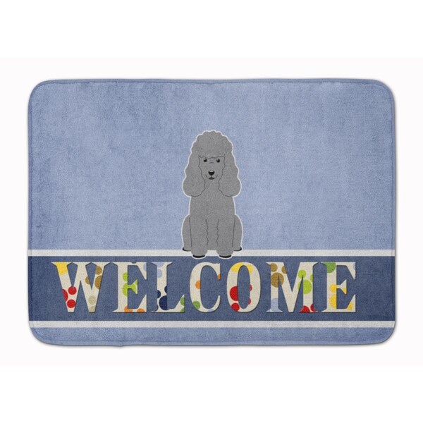Carolines Treasures Poodle Silver Welcome Machine Washable Memory Foam Mat - BB5649RUG