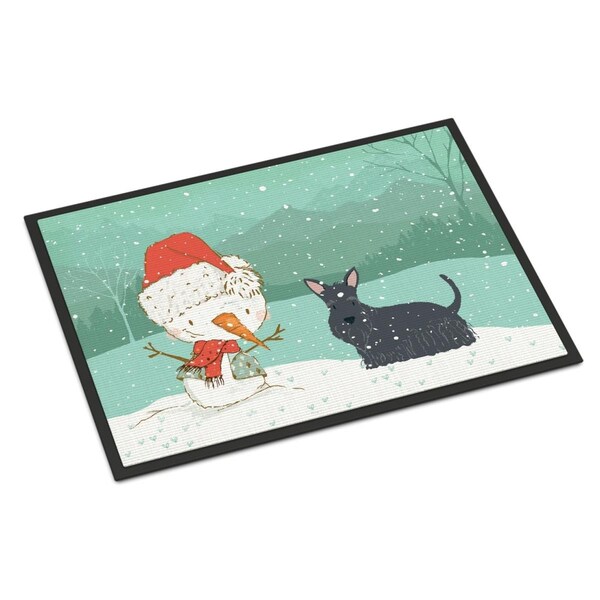 Carolines Treasures 24 x 36 in. Scottish Terrier Snowman Christmas Indoor or Outdoor Mat - CK2068JMAT