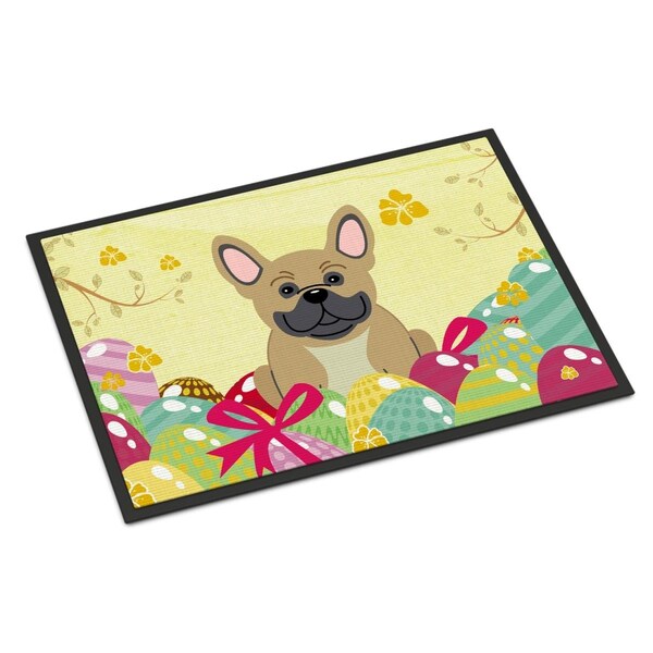 Carolines Treasures 24 x 36 in. Easter Eggs French Bulldog Cream Indoor or Outdoor Mat - BB6010JMAT