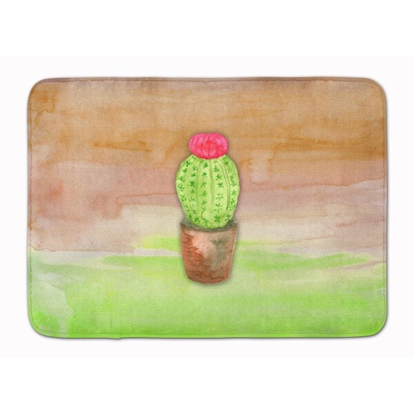 Carolines Treasures Cactus Green & Brown Watercolor Machine Washable Memory Foam Mat - BB7365RUG