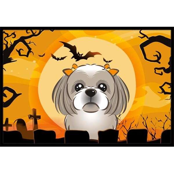 Carolines Treasures Carolines Treasures BB1808MAT Halloween Gray Silver Shih Tzu Indoor & Outdoor Mat; 18 x 27 in. - BB1808MAT