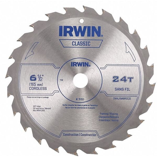Irwin 6-1/2", 24-Teeth Saw Blade, Steel - 15120