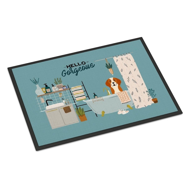 Carolines Treasures 24 x 36 in. English Foxhound in Bathtub Indoor or Outdoor Mat - CK7532JMAT