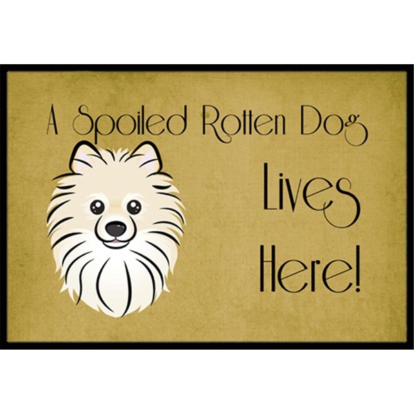Carolines Treasures Pomeranian Spoiled Dog Lives Here Indoor and Outdoor Mat- 18 x 27 in. - BB1455MAT