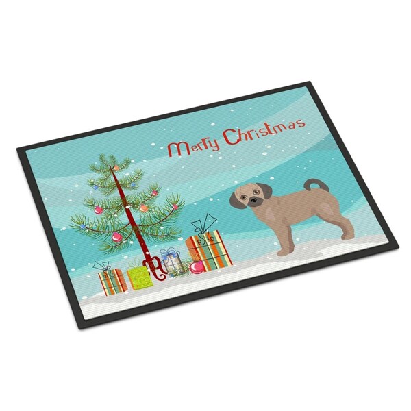 Carolines Treasures 24 x 36 in. Fawn Puggle Christmas Tree Indoor or Outdoor Mat - CK3864JMAT