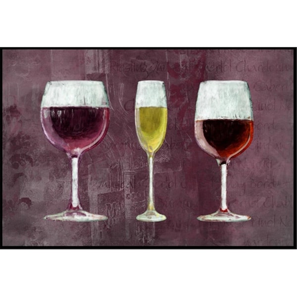 Carolines Treasures Three Glasses of Wine Purple Indoor or Outdoor Mat - SB3073JMAT