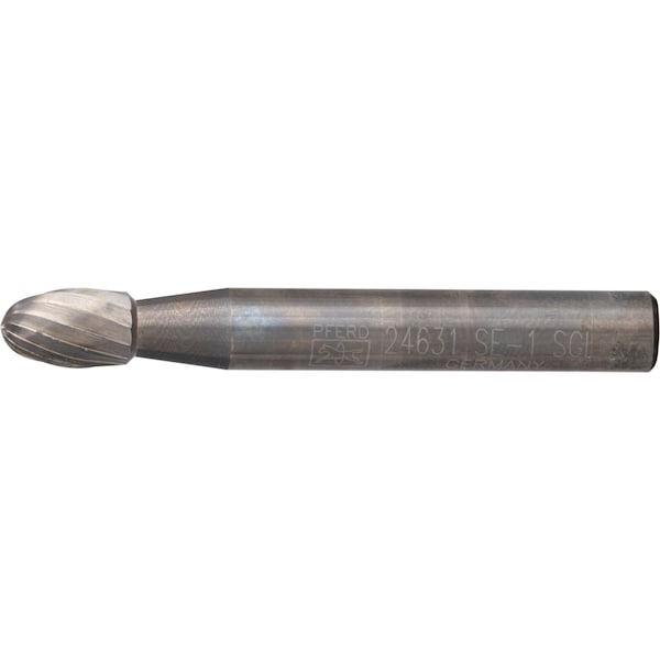 Pferd Carbide Bur - Oval Shape, SGL Cut - 1/4" x 3/8" x 1/4" Shank - SE-1 - 24631
