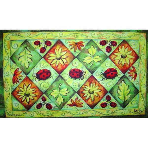 H2H Lady Bug on Parade Doormat Rug, Green - 18 x 30 in. - H22086698