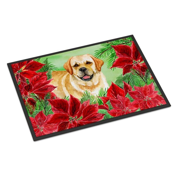 Carolines Treasures Golden Retriever Poinsettas Indoor or Outdoor Mat, 24 x 36 in. - CK1312JMAT