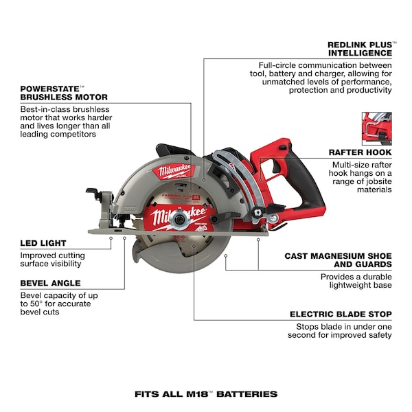 Milwaukee Tool M18 FUEL 7-1/4 in. Rear Handle Circular Saw Kit - 2830-21HD