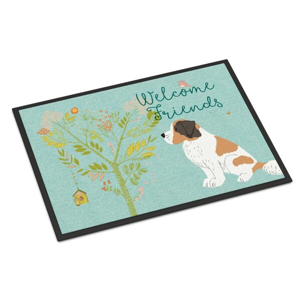 Carolines Treasures Welcome Friends Saint Bernard Indoor or Outdoor Mat, 18 x 27 in. - BB7599MAT
