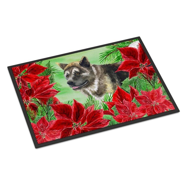 Carolines Treasures American Akita Poinsettas Indoor or Outdoor Mat, 24 x 36 in. - CK1317JMAT