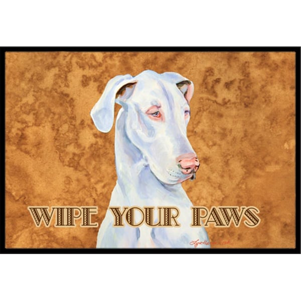 Carolines Treasures 18 x 27 In. White Great Dane Wipe Your Paws Indoor Or Outdoor Mat - LH9444MAT