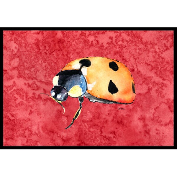 Carolines Treasures Lady Bug on Red Indoor Or Outdoor Doormat - 18 x 27 in. - 8869MAT