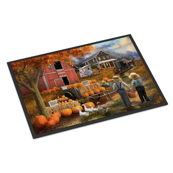 Jensendistributionservices 18 x 27 in. Fall Amish Pumpkin Stand Indoor or Outdoor Mat - MI2553437