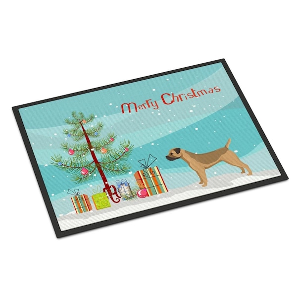 Carolines Treasures 24 x 36 in. Border Terrier Christmas Tree Indoor or Outdoor Mat - CK3523JMAT