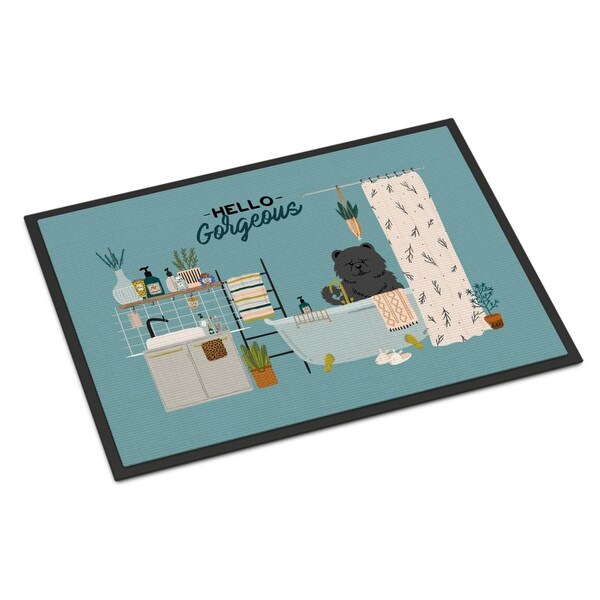 Carolines Treasures 18 x 27 in. Black Chow Chow in Bathtub Indoor or Outdoor Mat - CK7565MAT