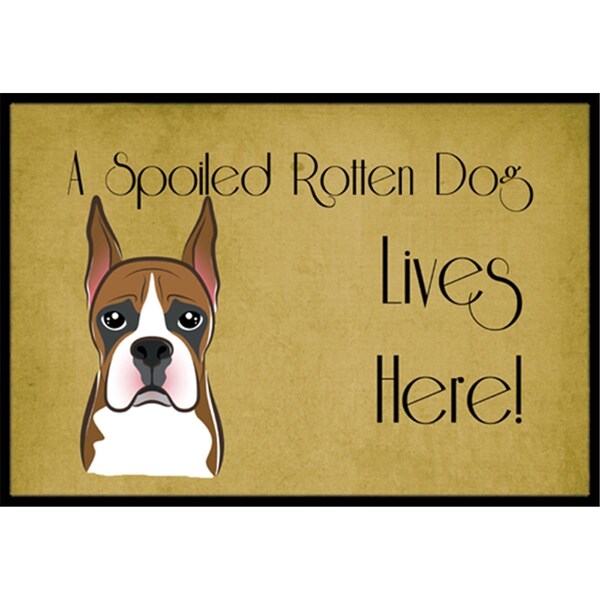 Carolines Treasures Boxer Spoiled Dog Lives Here Indoor & Outdoor Mat, 18 x 27 in. - CA77460