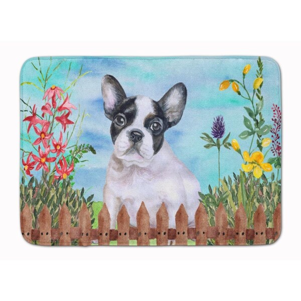 Carolines Treasures French Bulldog Black White Spring Machine Washable Memory Foam Mat - CK1272RUG