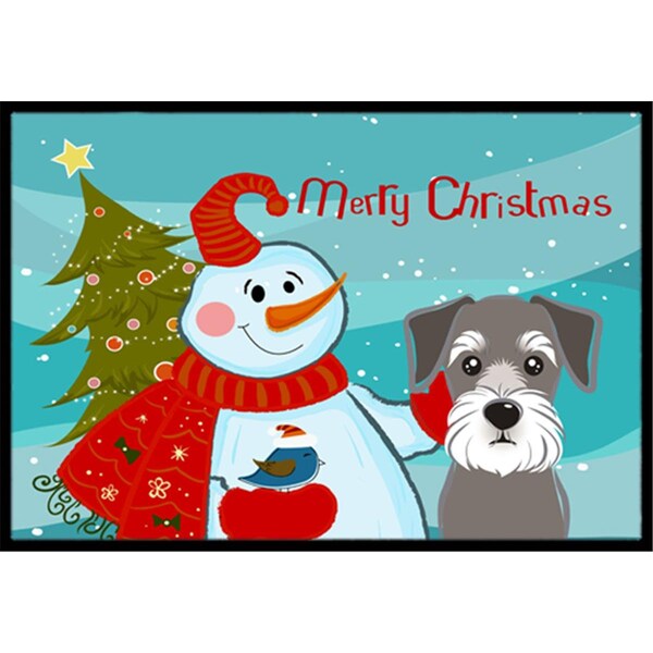 Carolines Treasures Snowman With Schnauzer Indoor and Outdoor Mat- 24 x 36 in. - BB1826JMAT