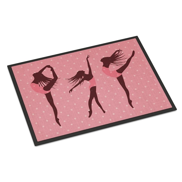 Carolines Treasures 18 x 27 in. Dancers Linen Pink Polkadots Indoor or Outdoor Mat - BB5378MAT