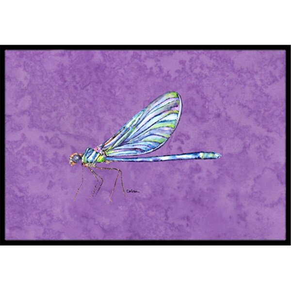 Carolines Treasures Dragonfly on Purple Indoor Or Outdoor Doormat - 18 x 27 in. - CA66424