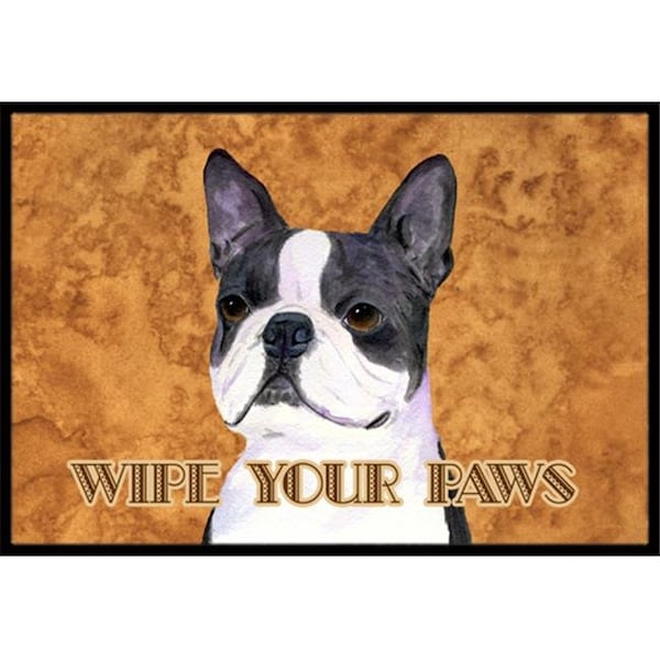 Carolines Treasures Carolines Treasures SS4884MAT 18 X 27 In. Boston Terrier Wipe Your Paws Indoor Or Outdoor Mat - SS4884MAT