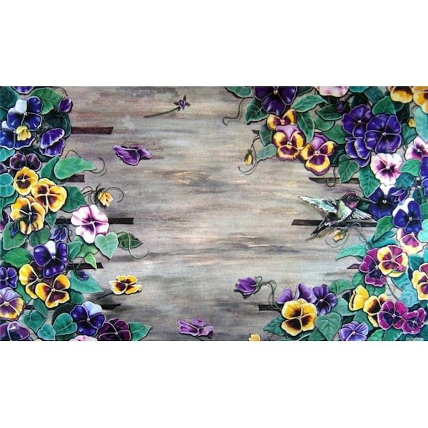 Custom Printed Rugs Custom Printed Rugs Dm-44 Weatherwood Pansy Door Mat - DM  44