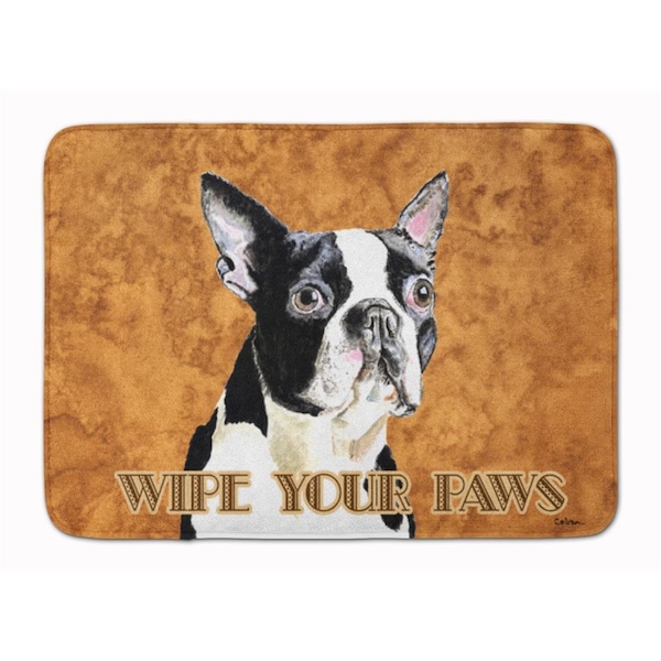 Carolines Treasures Boston Terrier Wipe Your Paws Machine Washable Memory Foam Mat - SC9140RUG