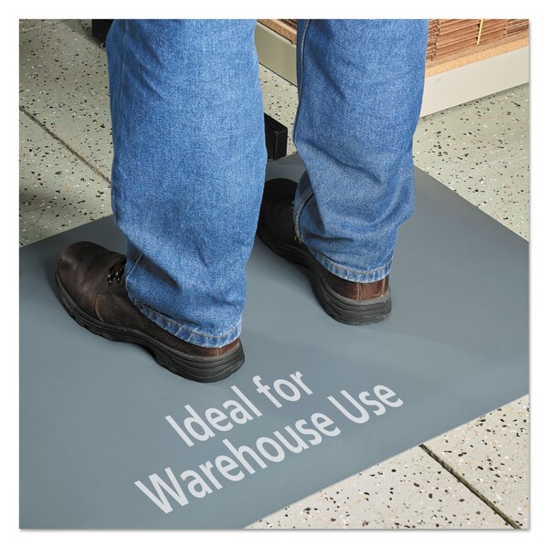 Guardian Floor Protection Antifatigue Mat, 36" L x 24" W, 0.5" Thickness, Solid PVC, Gray - 44020350
