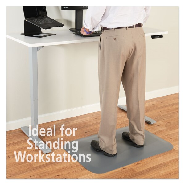 Guardian Floor Protection Antifatigue Mat, 36" L x 24" W, 0.5" Thickness, Solid PVC, Gray - 44020350