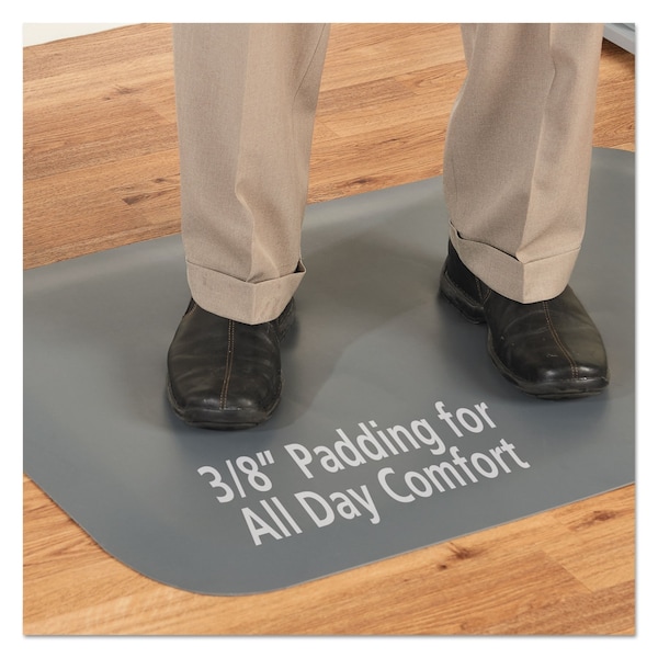 Guardian Floor Protection Antifatigue Mat, 36" L x 24" W, 0.5" Thickness, Solid PVC, Gray - 44020350