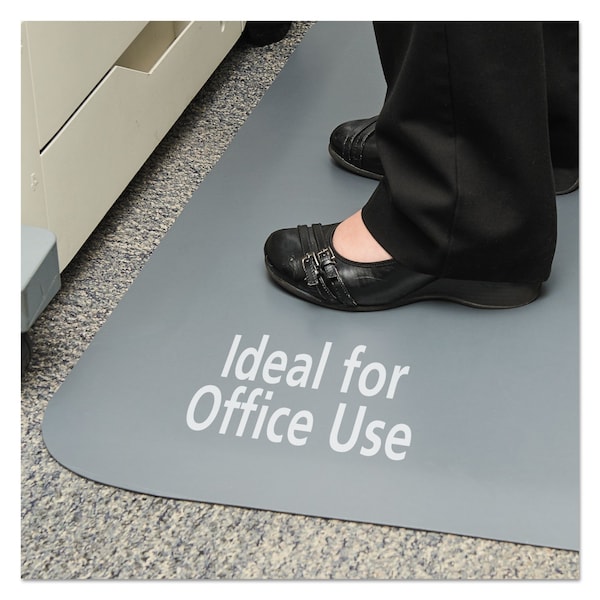Guardian Floor Protection Antifatigue Mat, 36" L x 24" W, 0.5" Thickness, Solid PVC, Gray - 44020350