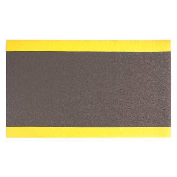 Apache Mills Antifatigue Mat, 60 ft. L x 3 ft. W, 3/8" Thickness, Embossed, Black/Yellow - 1926309033X60