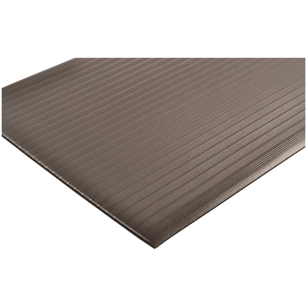 Notrax Antifatigue Mat, 60 ft L x 2 ft W, 3/8 in Thickness, Closed Cell PVC Foam, Corrugated, Black - 410R0324BL