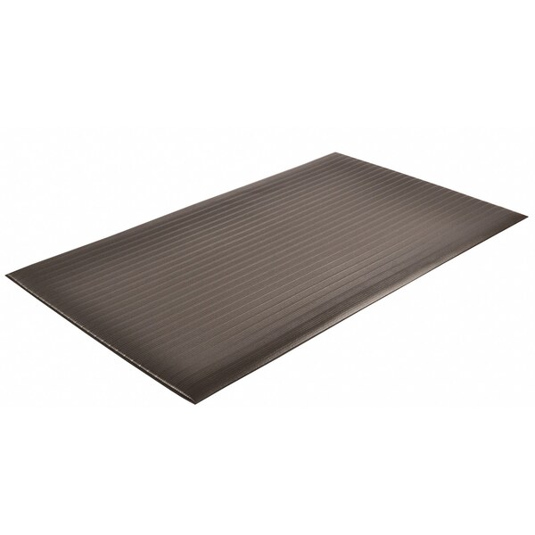 Notrax Antifatigue Mat, 60 ft L x 2 ft W, 3/8 in Thickness, Closed Cell PVC Foam, Corrugated, Black - 410R0324BL