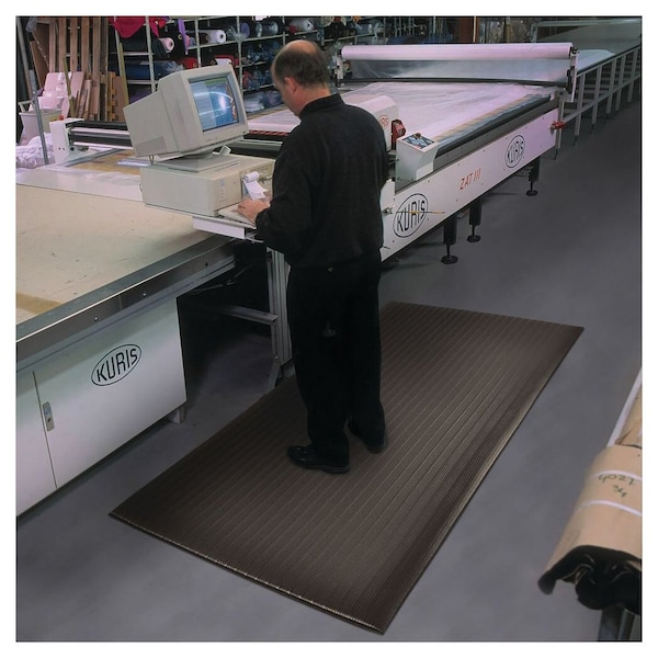 Notrax Antifatigue Mat, 60 ft L x 2 ft W, 3/8 in Thickness, Closed Cell PVC Foam, Corrugated, Black - 410R0324BL