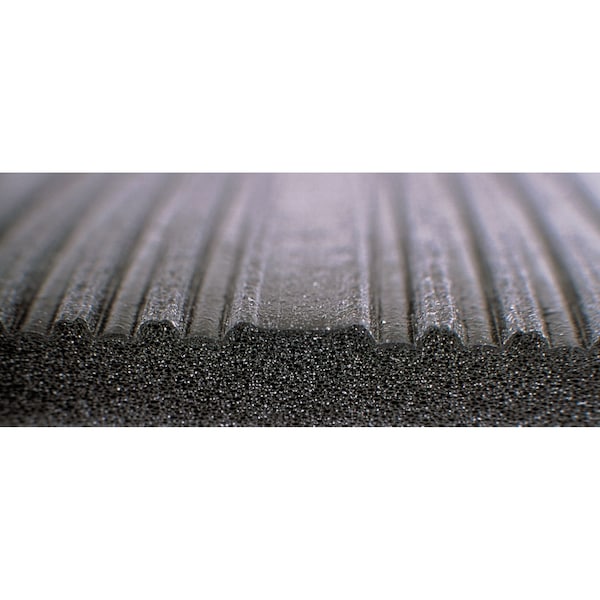 Notrax Antifatigue Mat, 60 ft L x 2 ft W, 3/8 in Thickness, Closed Cell PVC Foam, Corrugated, Black - 410R0324BL