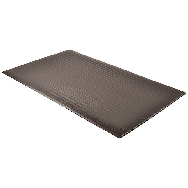 Notrax Antifatigue Mat, 60 ft L x 2 ft W, 3/8 in Thickness, Closed Cell PVC Foam, Corrugated, Black - 410R0324BL