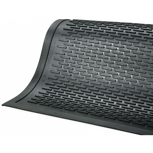 Wearwell Entrance Mat, Rubber, 5/16 in Thick, Black, 3 ft W x 5 ft L - 224