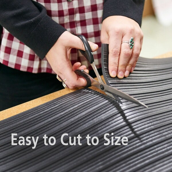 Genuine Joe Antifatigue Mat, 12 ft. L x 36" W, 0.38" Thickness, Textured, Black - GJO01710