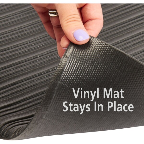 Genuine Joe Antifatigue Mat, 12 ft. L x 36" W, 0.38" Thickness, Textured, Black - GJO01710
