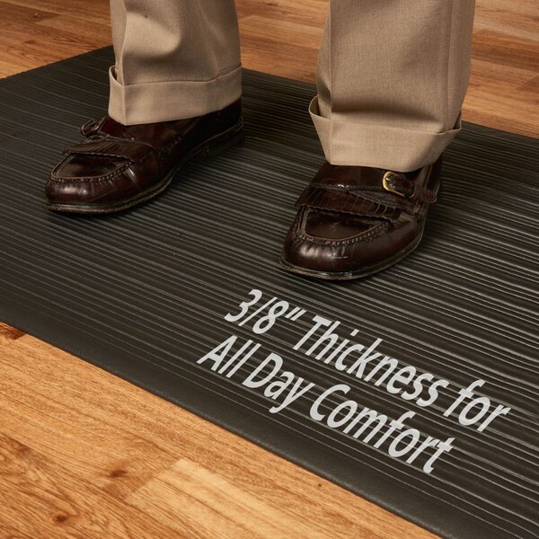 Genuine Joe Antifatigue Mat, 12 ft. L x 36" W, 0.38" Thickness, Textured, Black - GJO01710