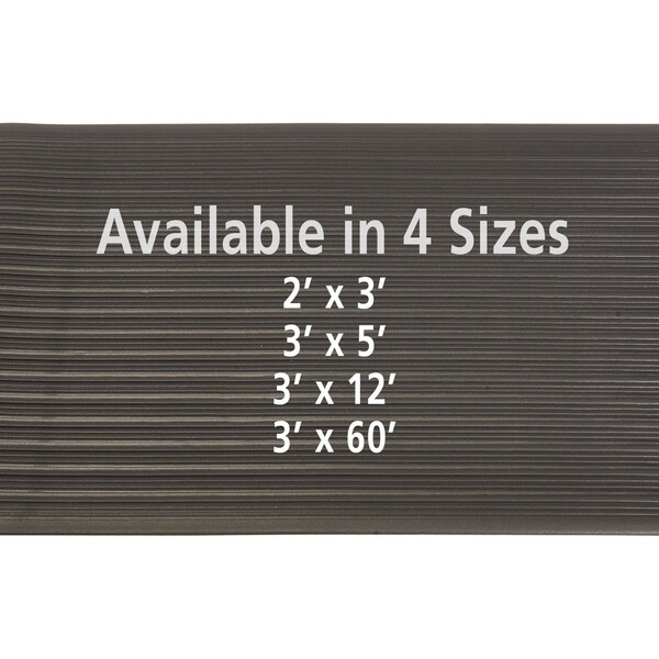 Genuine Joe Antifatigue Mat, 12 ft. L x 36" W, 0.38" Thickness, Textured, Black - GJO01710