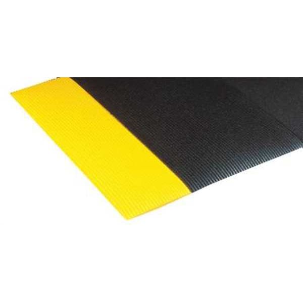 Notrax Antifatigue Mat, 60 ft. L x 4 ft. W, 1/2" Thickness, Closed Cell PVC Foam, Corrugated, Black/Yellow - 413R0048BY